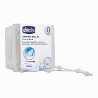 Chicco Палочки ватные с ограничителем, 64 штуки					