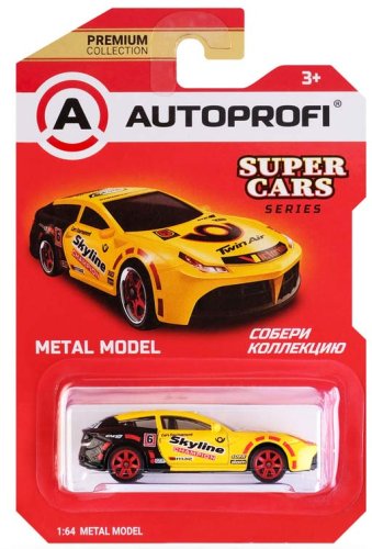 Autoprofi Машинка коллекционная 1:64 Super Cars / цвет желтый-черный