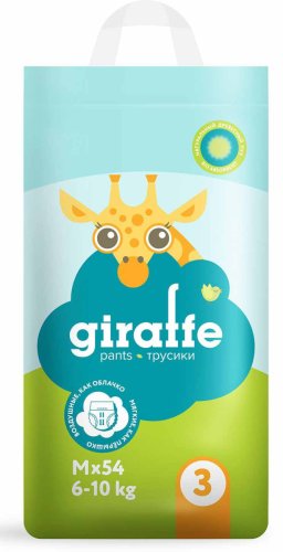 Lovular Трусики - подгузники Giraffe, M 6 - 10 кг, 54 штуки