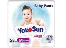 Yokosun подгузники-трусики M (6-10 кг) 58 штук					