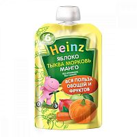 Heinz Пюре из яблока,тыквы,моркови и манго (с 6 месяцев) 90г					