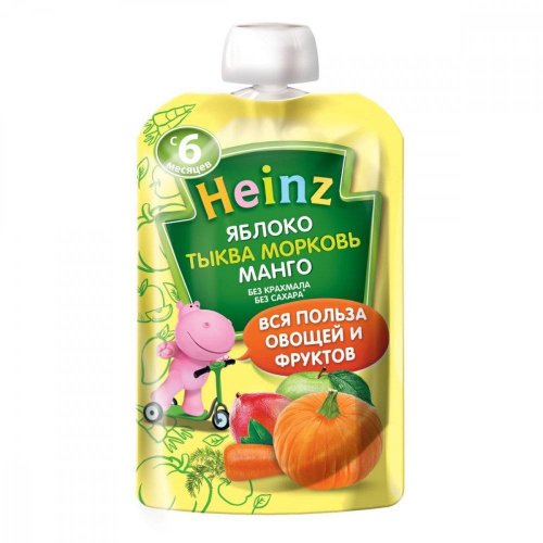 Heinz Пюре из яблока,тыквы,моркови и манго (с 6 месяцев) 90г