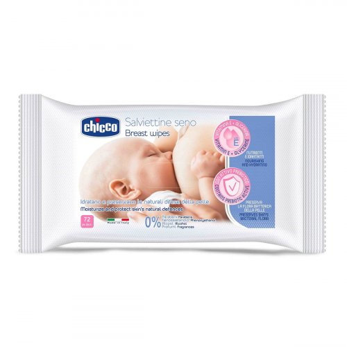 Chicco Салфетки для груди очищающие 72 штуки / цвет белый